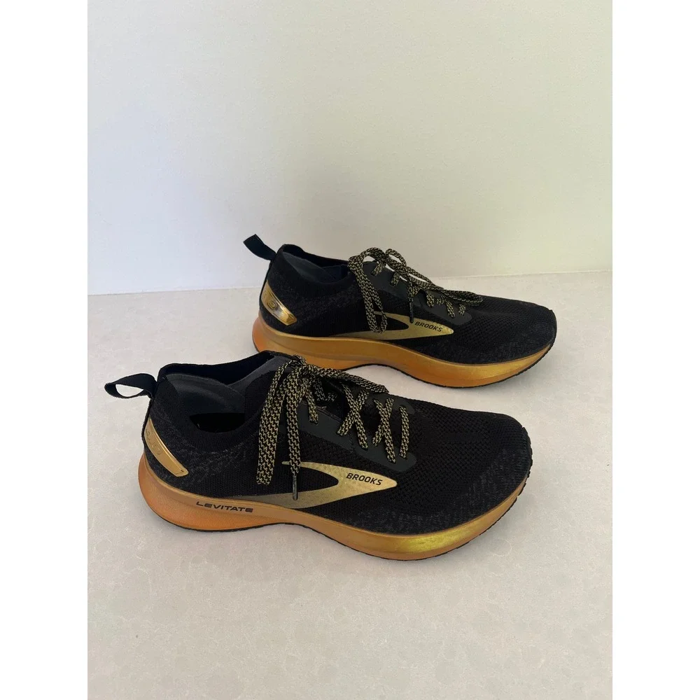 Brooks Levitate 4 Running Sneaker Womens 8.5 Black Gold Trail‎ Runner Athletic
